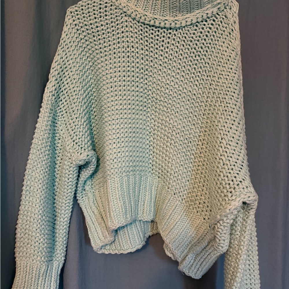 Free People Chunky Cowl Knit Sweater in Mint - Picture 7 of 7